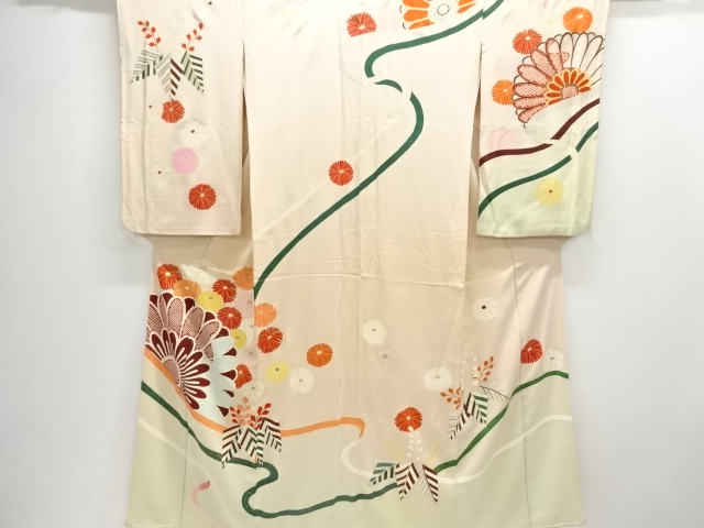 JAPANESE KIMONO / ANTIQUE KIMONO / SILK / KINSHA / KIKU